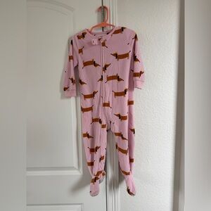 Carter's Pink Fleece Dachshund Print Kids Footie